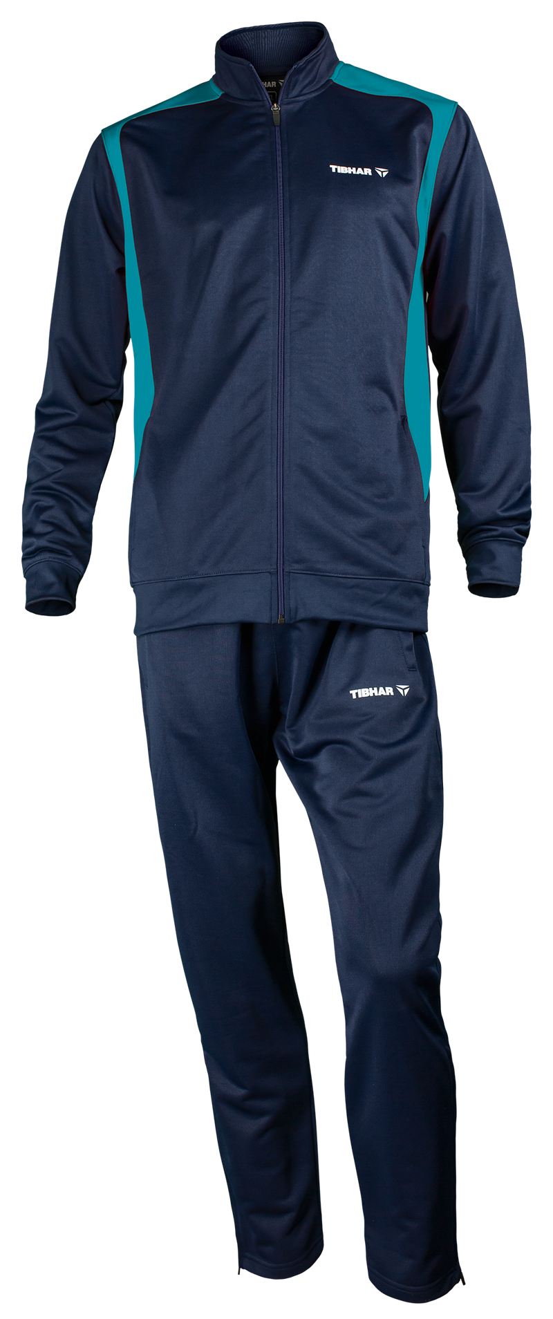 Tibhar Tracksuit Mundo in Marine/Petrol – Set aus Jacke und Hose, Vorderansicht.