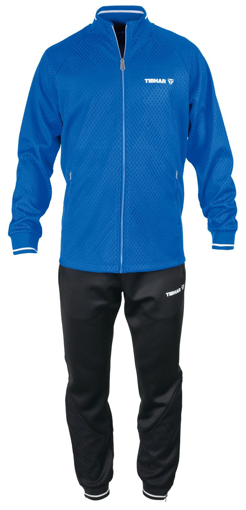 Tibhar Tracksuit Osmium in Blau – Set aus Jacke und Hose, Vorderansicht.