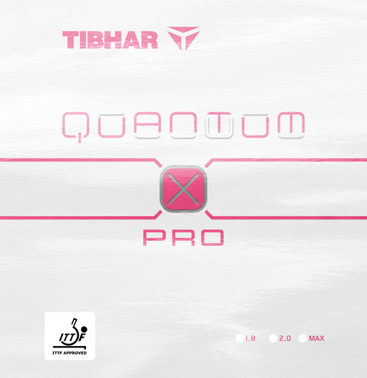 Tibhar Quantum X Pro Tischtennisbelag Verpackung in Pink.