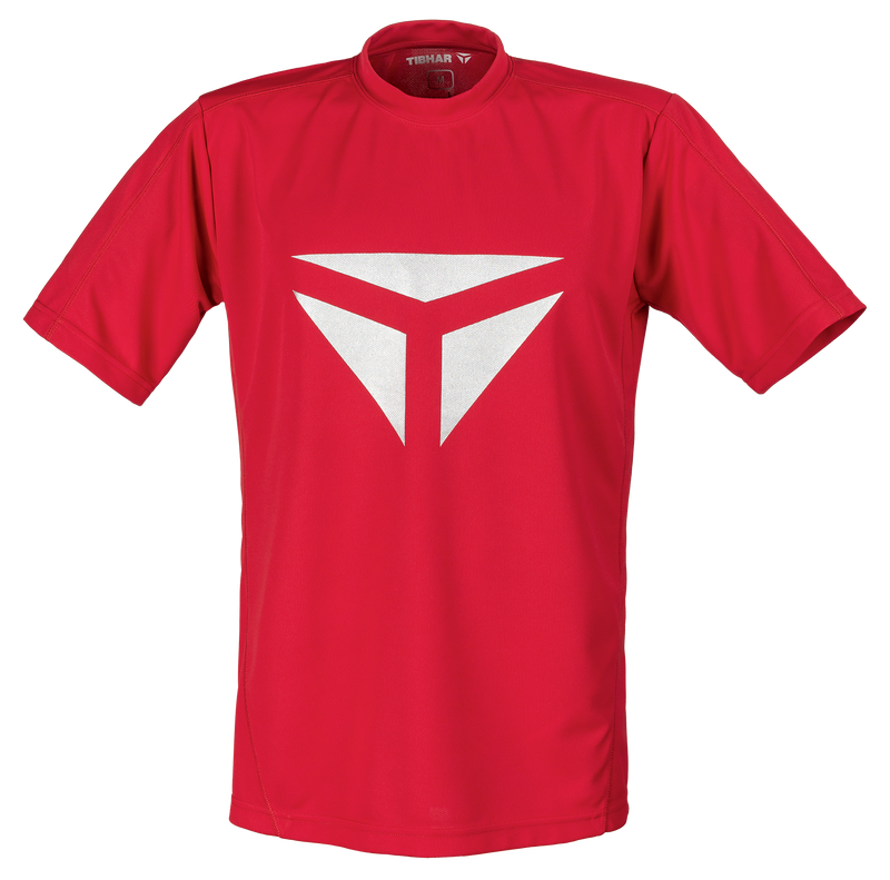 Tibhar Smash T-Shirt in Rot/Marine – atmungsaktives Tischtennis-Shirt, Vorderansicht.