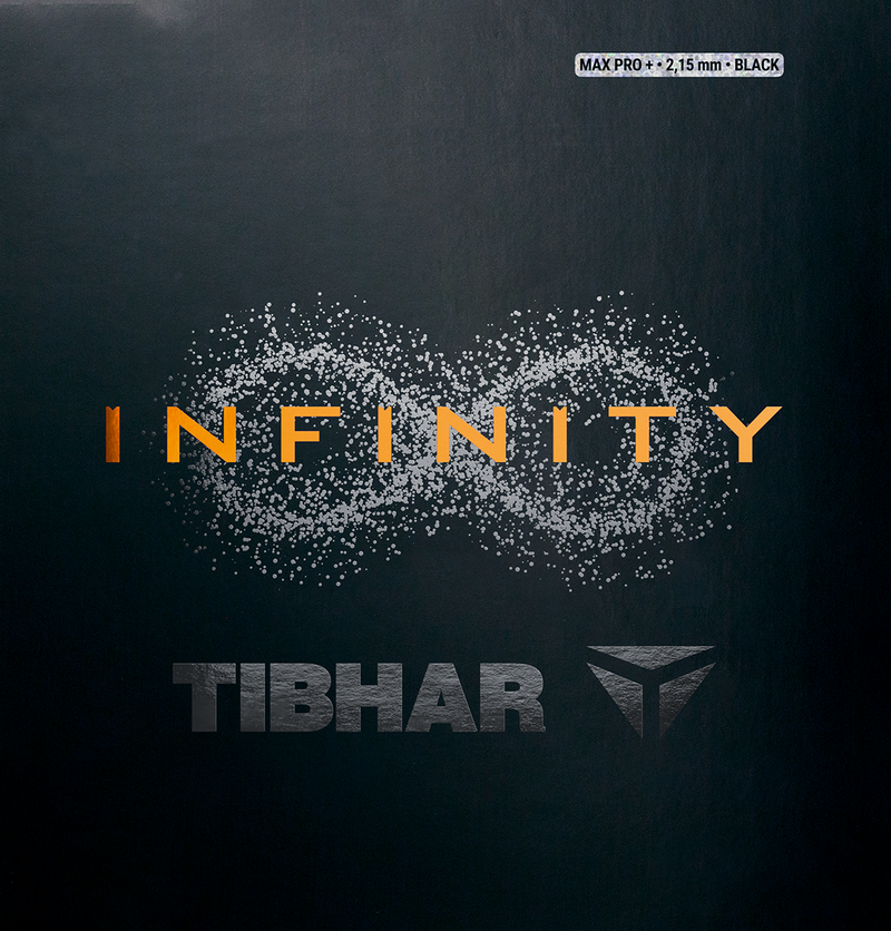 TTM-Store Tibhar Infinity MX-S Tischtennisbelag in Schwarz mit Infinity-Logo und Pro-Schwamm-Spezifikationen