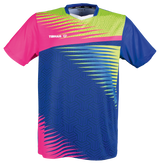 Tibhar Azur TT-Shirt in Pink/Gelb/Blau – buntes Tischtennis-Funktionsshirt, Vorderansicht.