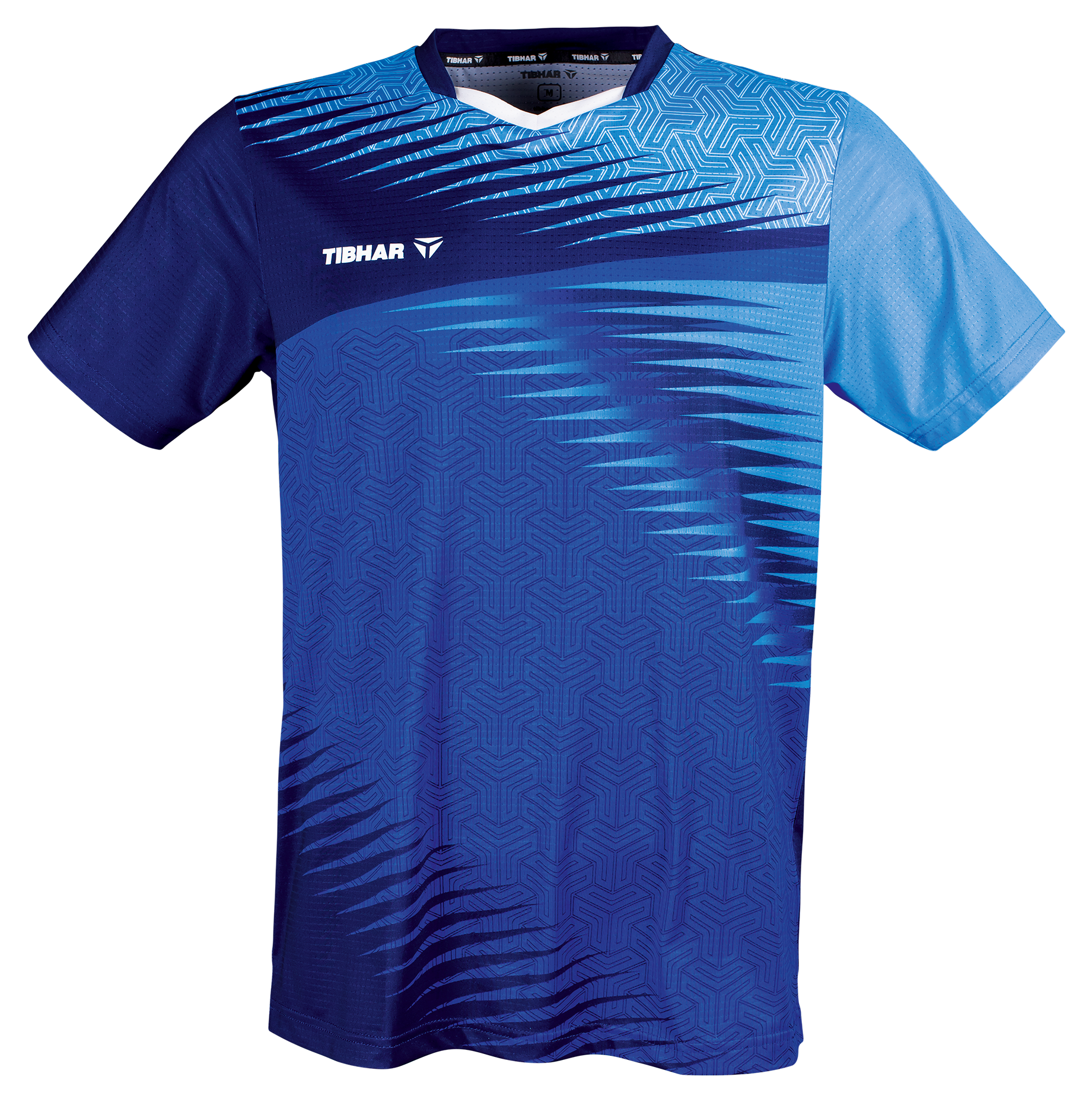 Tibhar Azur TT-Shirt in Blau/Marine – Tischtennis-Funktionsshirt, Vorderansicht.