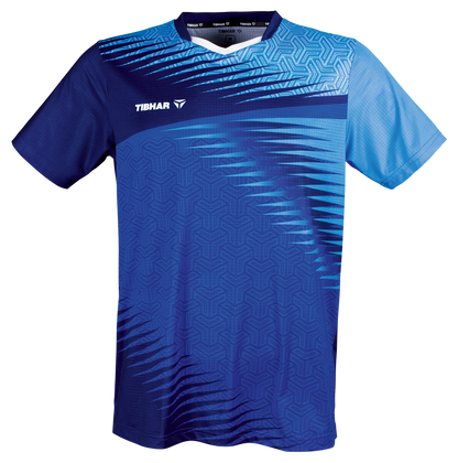 Tibhar Azur TT-Shirt in Blau/Marine – Tischtennis-Funktionsshirt, Vorderansicht.