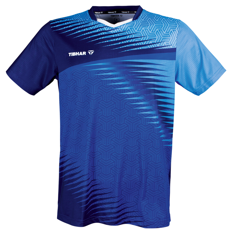 Tibhar Azur TT-Shirt in Blau/Marine – Tischtennis-Funktionsshirt, Vorderansicht.