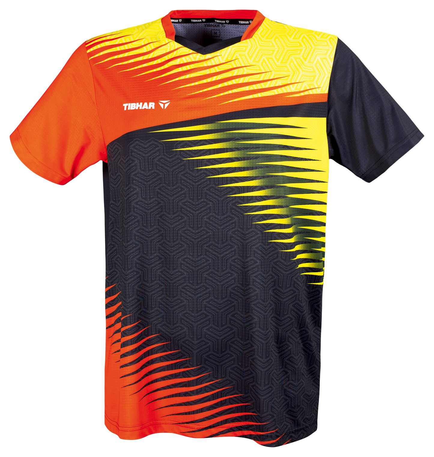 Tibhar Azur TT-Shirt in Orange/Schwarz – Tischtennis-Funktionsshirt, Vorderansicht.