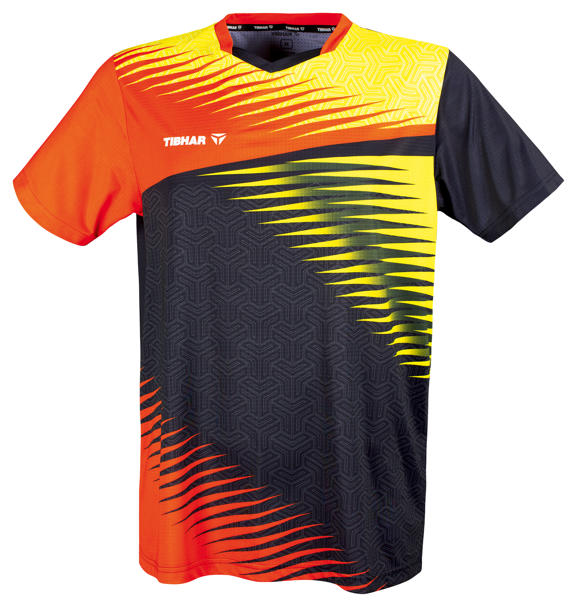 Tibhar Azur TT-Shirt in Orange/Schwarz – Tischtennis-Funktionsshirt, Vorderansicht.