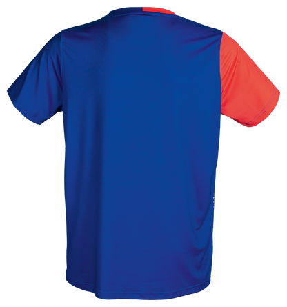 Tibhar France TT-Shirt in Blau/Rot – Rückansicht.