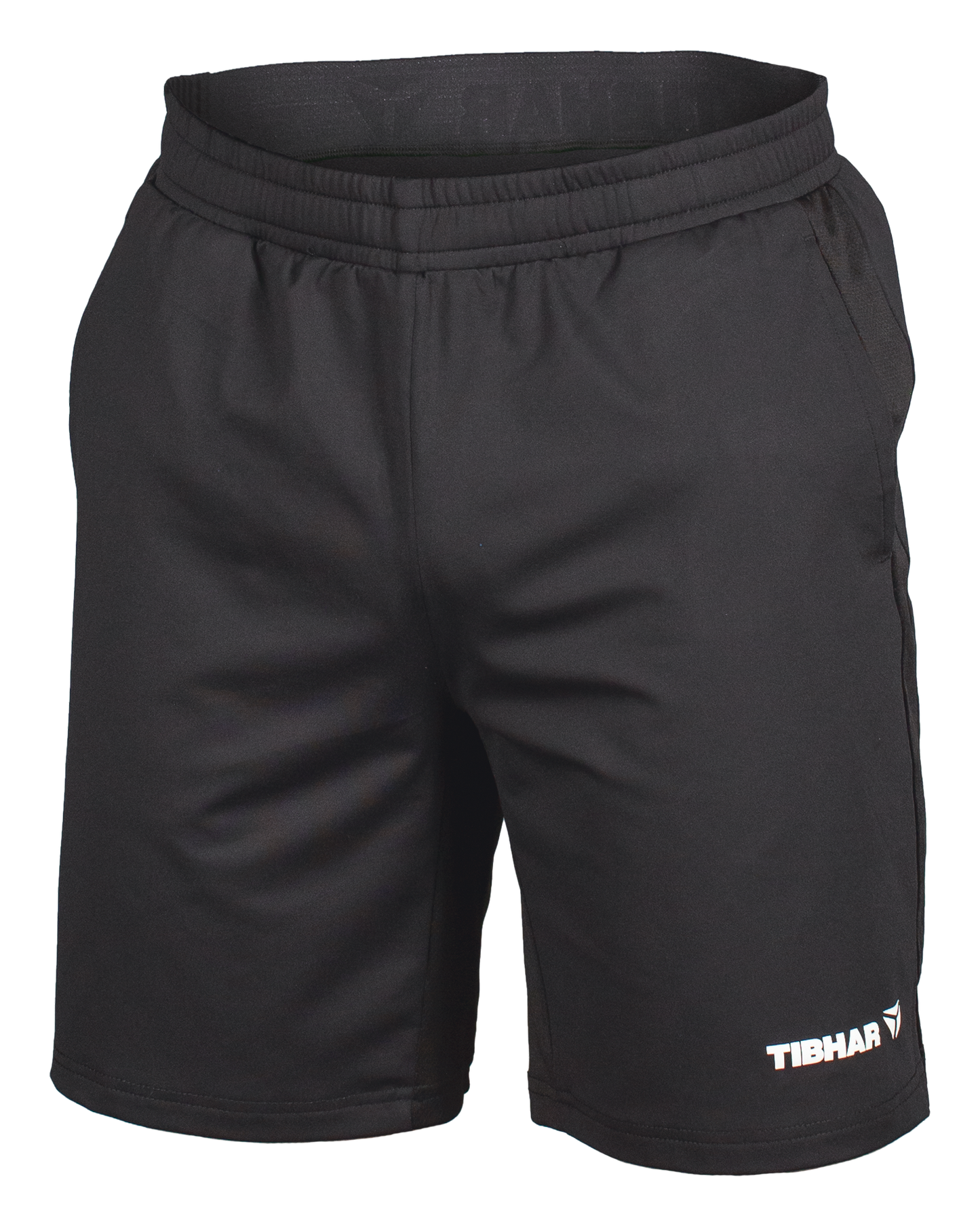 Tibhar Jura Shorts in Schwarz – leichte, flexible Tischtennis-Shorts mit elastischem Bund und Ziehkordel.