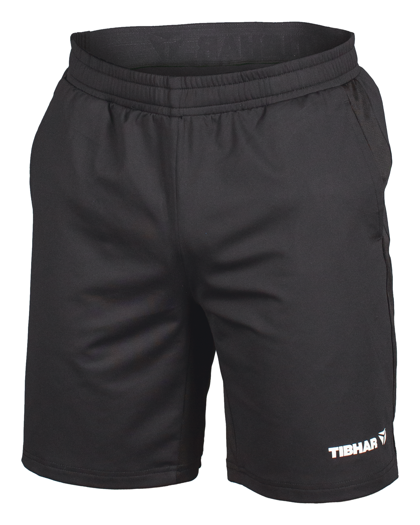 Tibhar Jura Shorts in Schwarz – leichte, flexible Tischtennis-Shorts mit elastischem Bund und Ziehkordel.