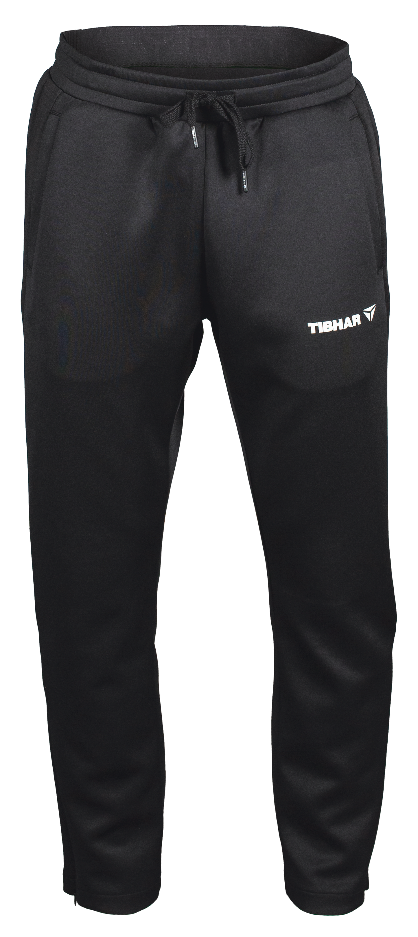 Tibhar Jura Trainingshose in Schwarz, 95% Polyester mit elastischem Bund, Ziehkordel und Reißverschluss am Beinabschluss.