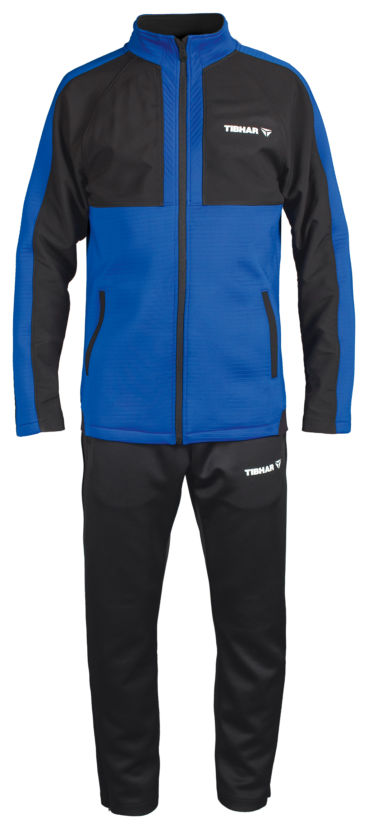 Tibhar Jura Trainingsanzug in Blau/Schwarz – Trainingsjacke und Trainingshose im Set für Tischtennis.