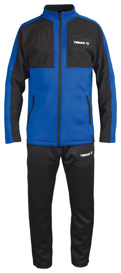 Tibhar Jura Trainingsanzug in Blau/Schwarz – Trainingsjacke und Trainingshose im Set für Tischtennis.