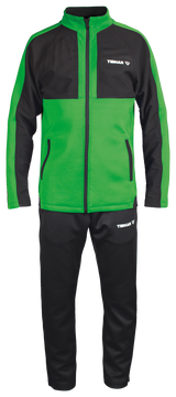 Tibhar Jura Trainingsanzug in Grün/Schwarz – Set aus Trainingsjacke und Trainingshose aus weichem Funktionsmaterial für Tischtennis.