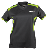 Tibhar Kosmos Lady Hemd in Schwarz/Grün – tailliertes Damen-Tischtennishemd, Vorderansicht.