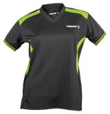 Tibhar Kosmos Lady Hemd in Schwarz/Grün – tailliertes Damen-Tischtennishemd, Vorderansicht.