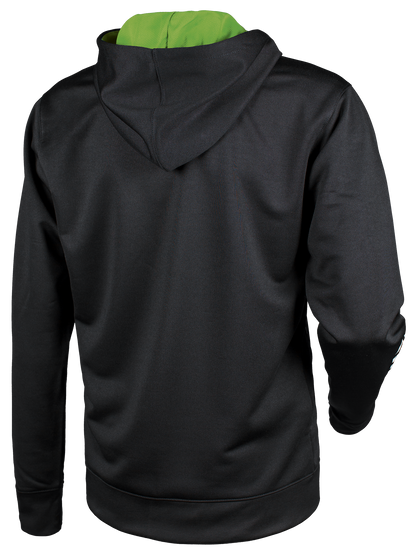 Tibhar Mundo Hoodie in Schwarz/Grün – Rückansicht.