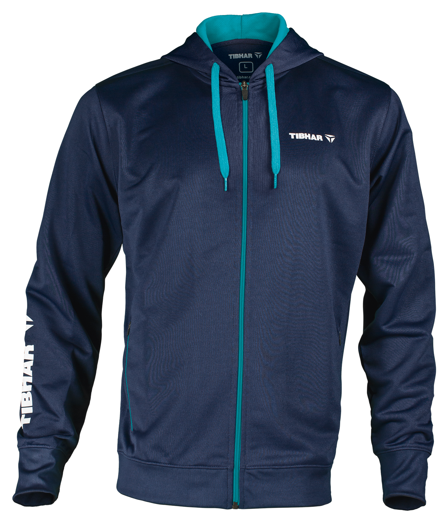 Tibhar Mundo Hoodie in Marine/Petrol – bequemer Kapuzenpullover, Vorderansicht.