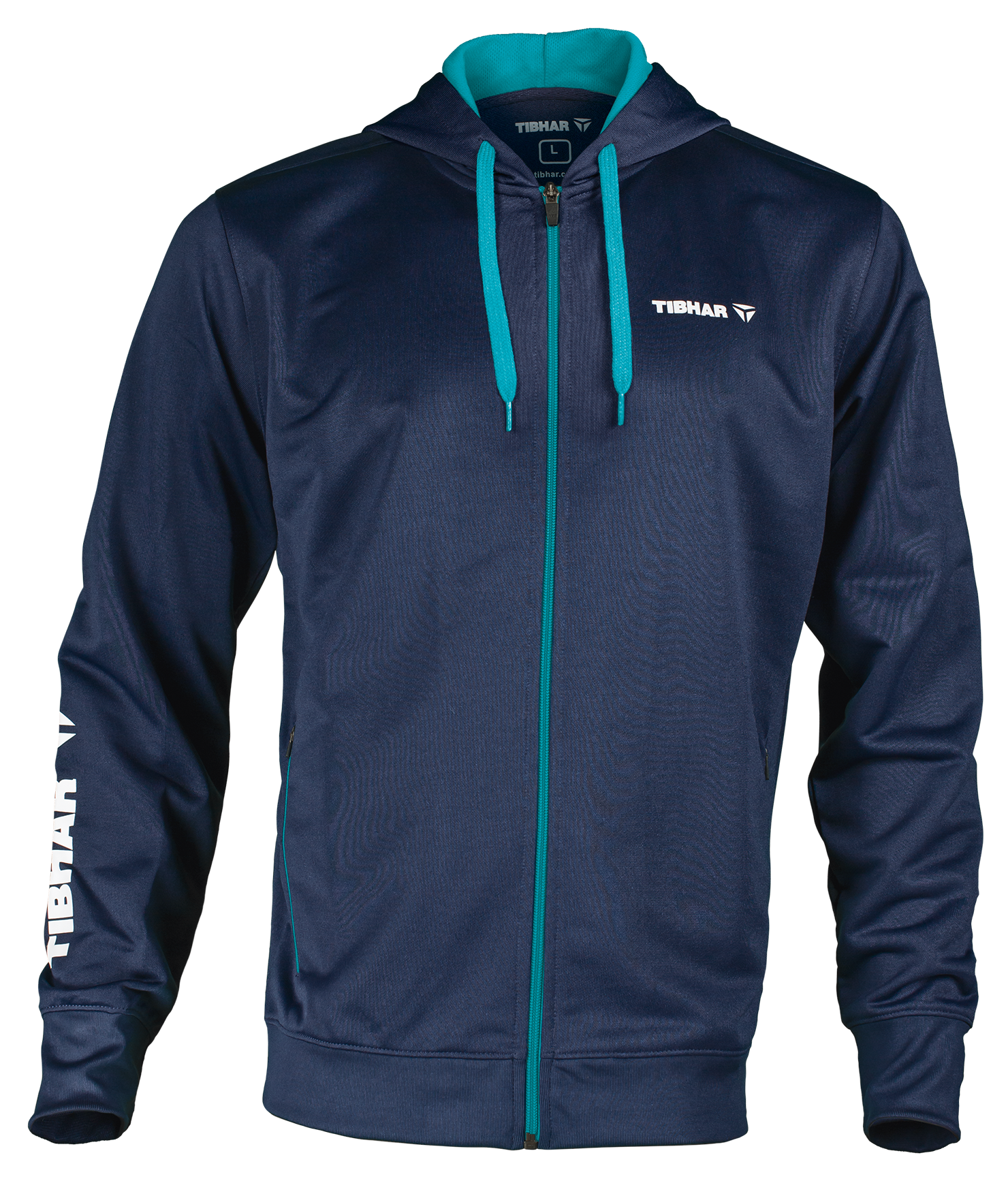 Tibhar Mundo Hoodie in Marine/Petrol – bequemer Kapuzenpullover, Vorderansicht.
