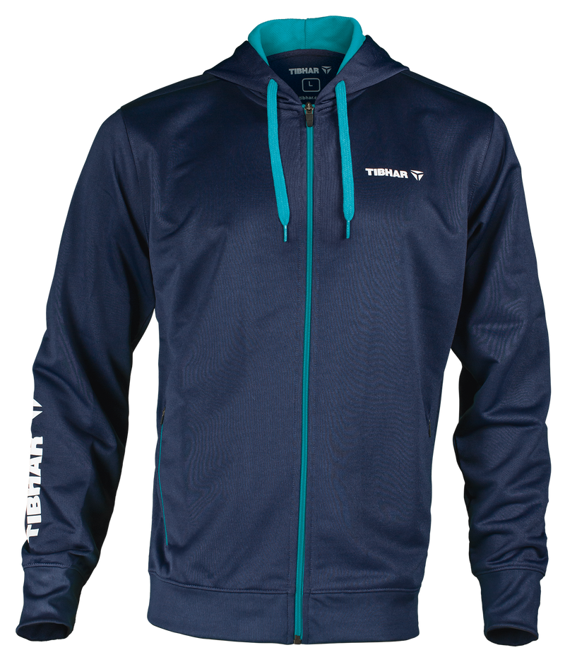 Tibhar Mundo Hoodie in Marine/Petrol – bequemer Kapuzenpullover, Vorderansicht.