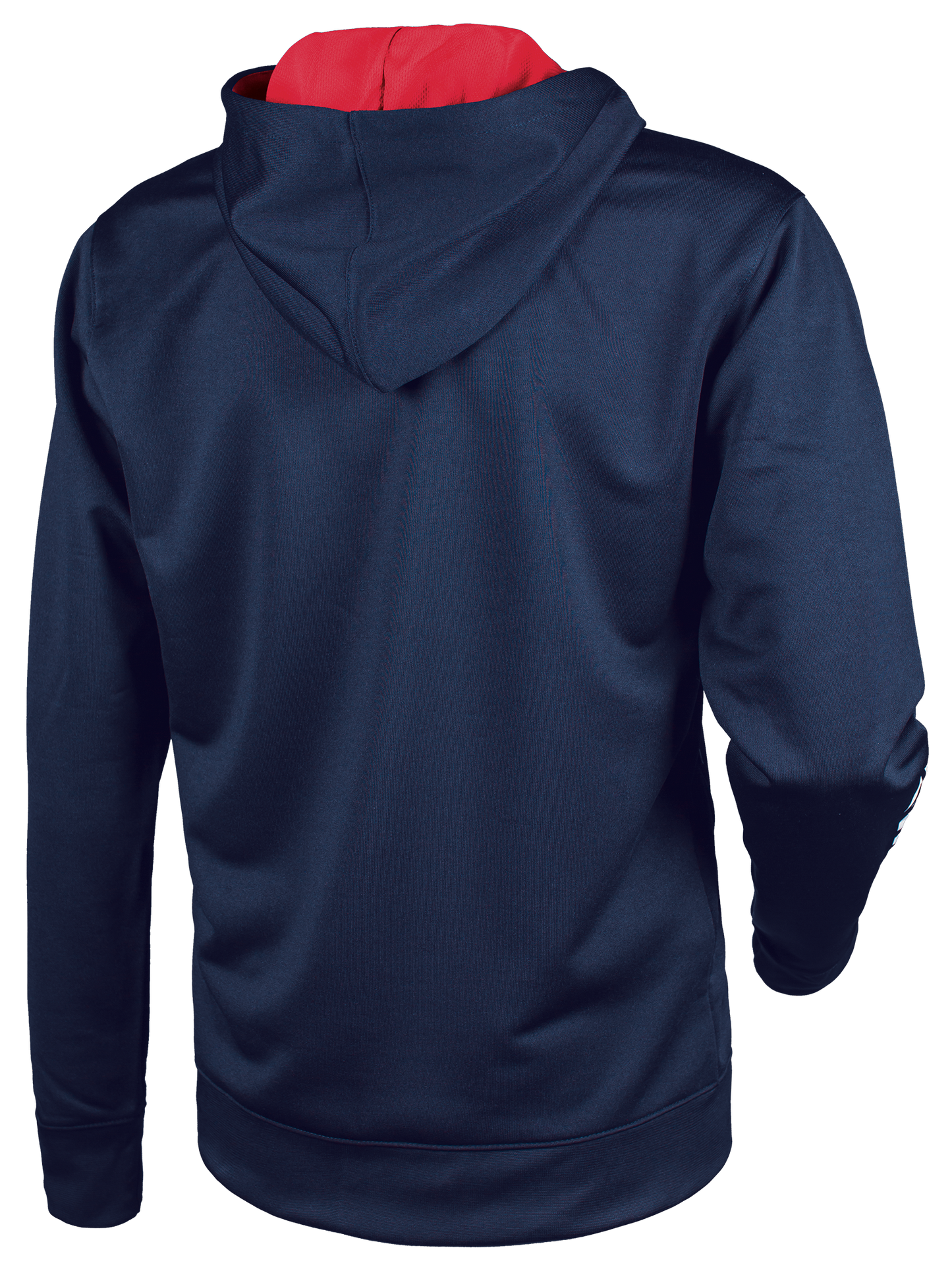 Tibhar Mundo Hoodie in Marine/Rot – Rückansicht.
