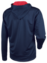 Tibhar Mundo Hoodie in Marine/Rot – Rückansicht.
