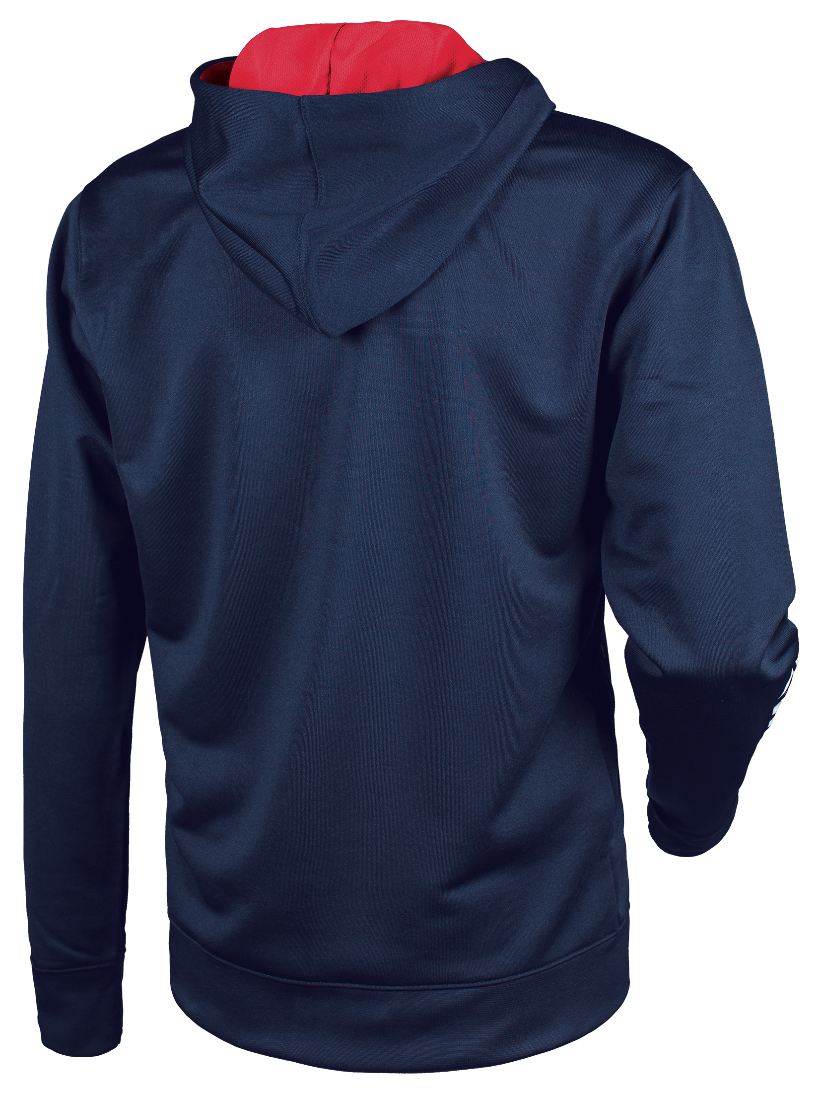 Tibhar Mundo Hoodie in Marine/Rot – Rückansicht.