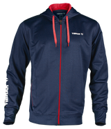 Tibhar Mundo Hoodie in Marine/Rot – bequemer Kapuzenpullover, Vorderansicht.