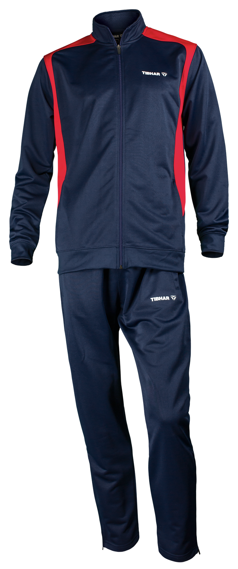 Tibhar Tracksuit Mundo in Marine/Rot – Set aus Jacke und Hose, Vorderansicht.