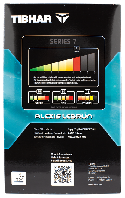 Tibhar Master Alexis Lebrun – Verpackung Rückseite.