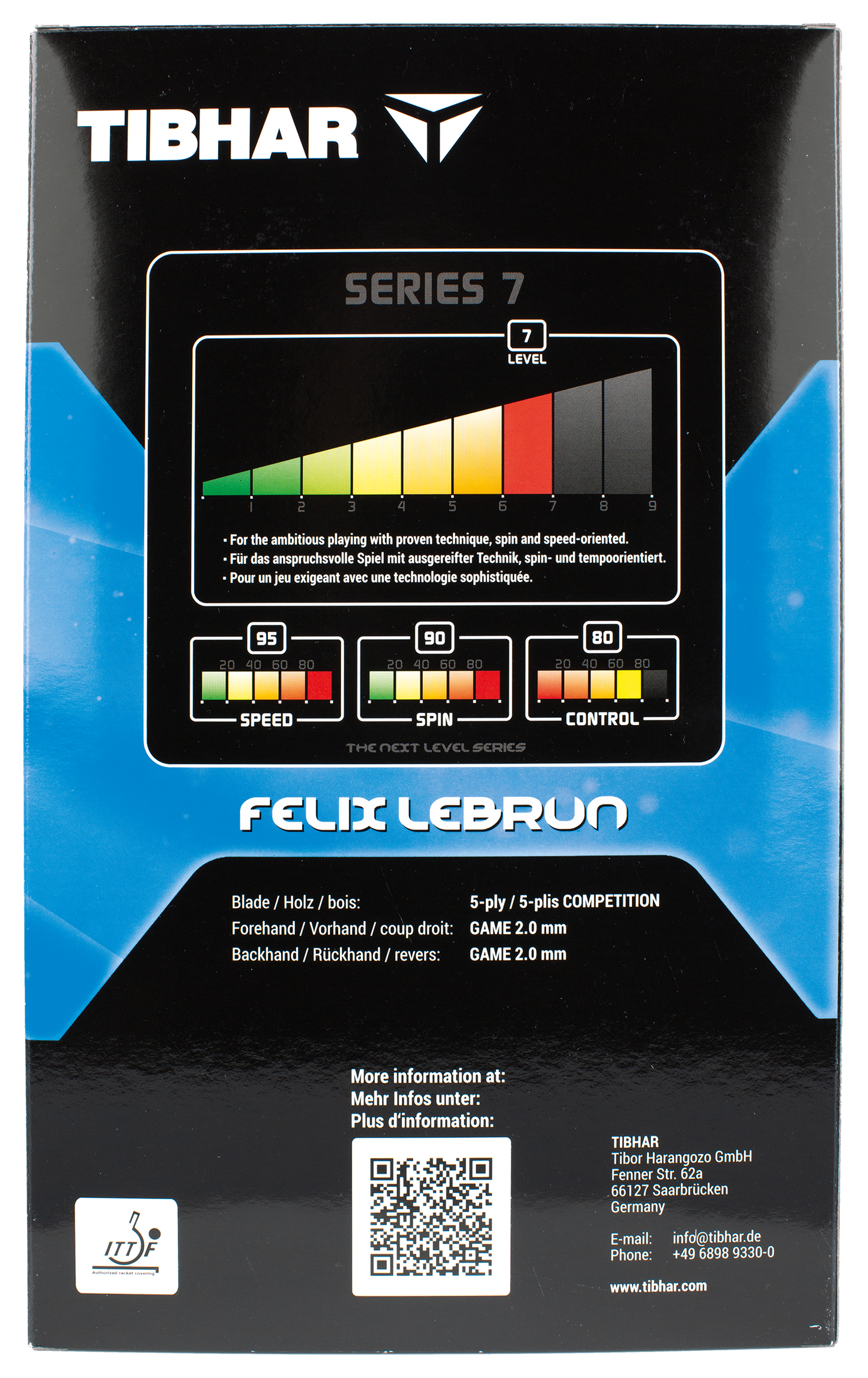 Tibhar Master Félix Lebrun – Verpackung Rückseite.