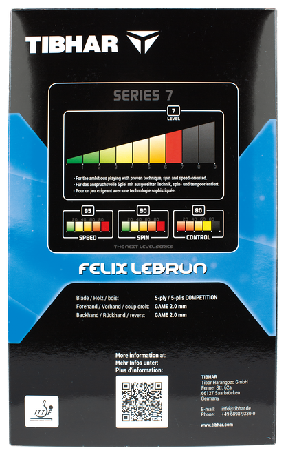 Tibhar Master Félix Lebrun – Verpackung Rückseite.