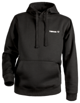 Tibhar Nero Hoodie in Schwarz aus 100% Baumwolle mit Kängurutasche – Vorderansicht.