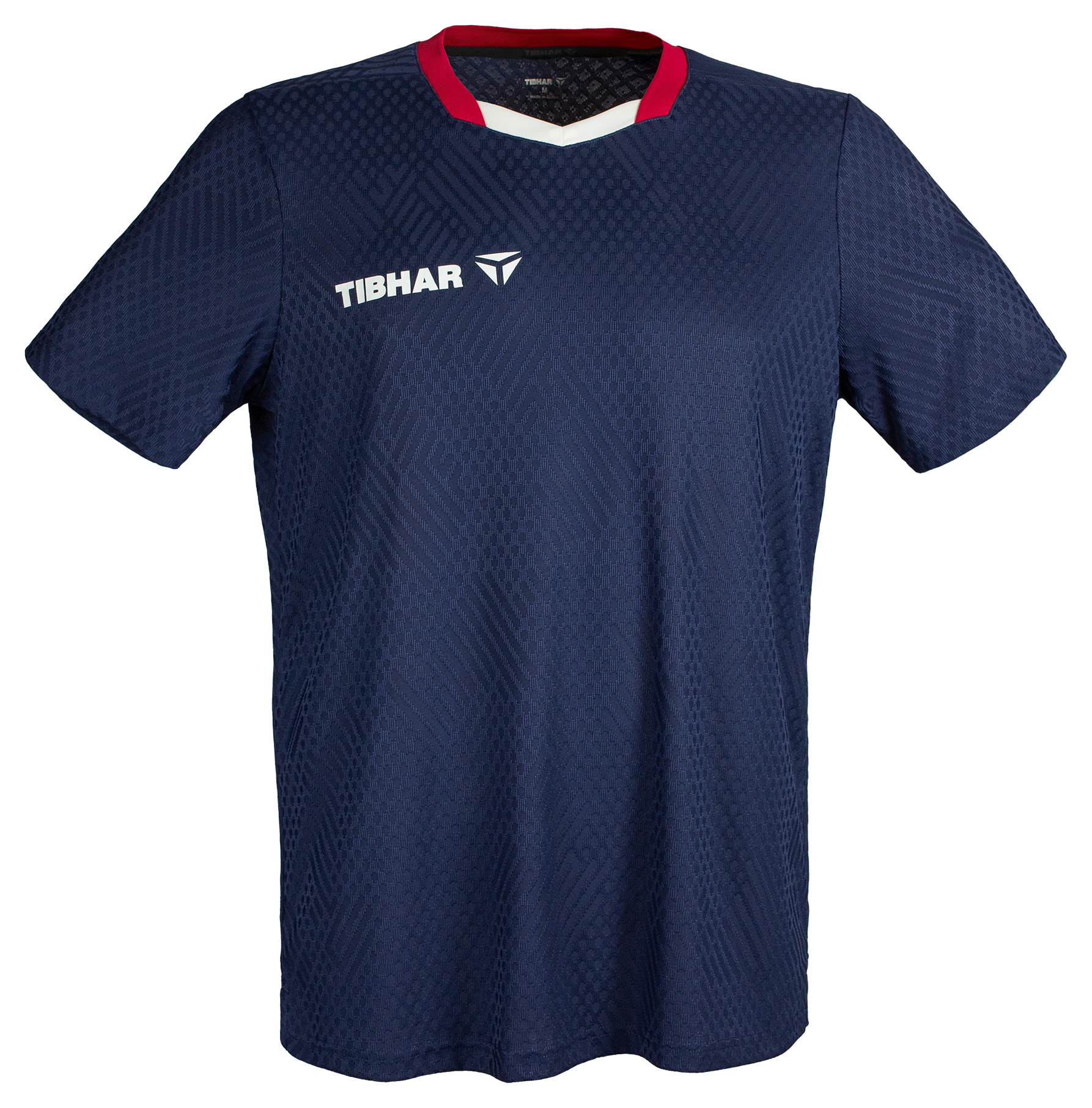 Tibhar Osmium France Hemd in Marine – hochwertiges Tischtennis-Funktionshemd, Vorderansicht.