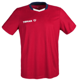 Tibhar Osmium France Hemd in Rot – hochwertiges Tischtennis-Funktionshemd, Vorderansicht.