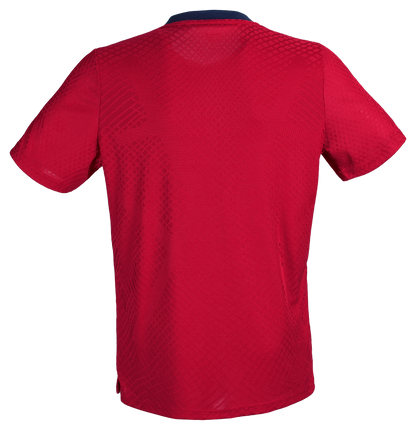 Tibhar Osmium France Hemd in Rot – Rückansicht.
