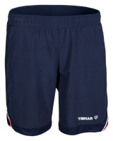 Tibhar Osmium France Shorts in Marine – leichte Tischtennis-Shorts mit elastischem Bund, Vorderansicht.