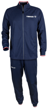 Tibhar Osmium France Trainingsanzug in Marine – Set aus Jacke und Hose aus weichem Funktionsmaterial, Vorderansicht.