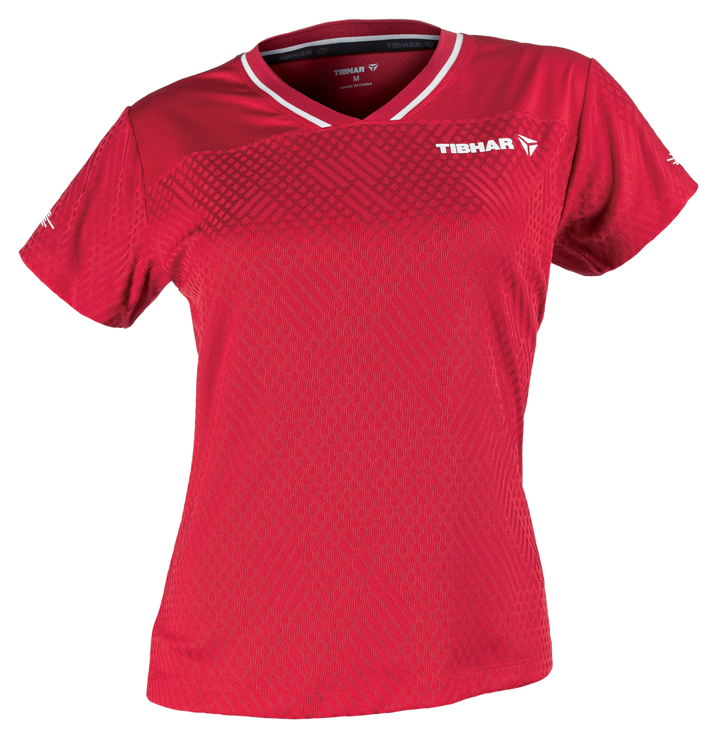 Tibhar Osmium Lady Hemd in Rot – tailliertes Damen-Tischtennishemd, Vorderansicht.