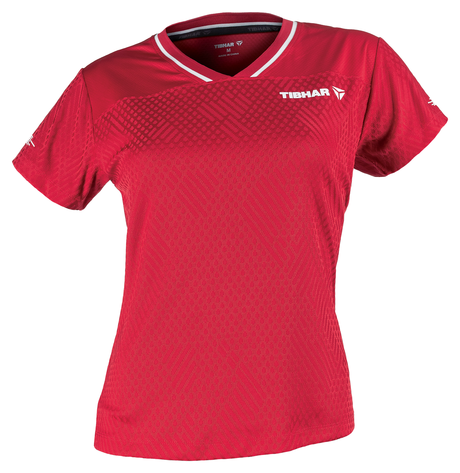 Tibhar Osmium Lady Hemd in Rot – tailliertes Damen-Tischtennishemd, Vorderansicht.