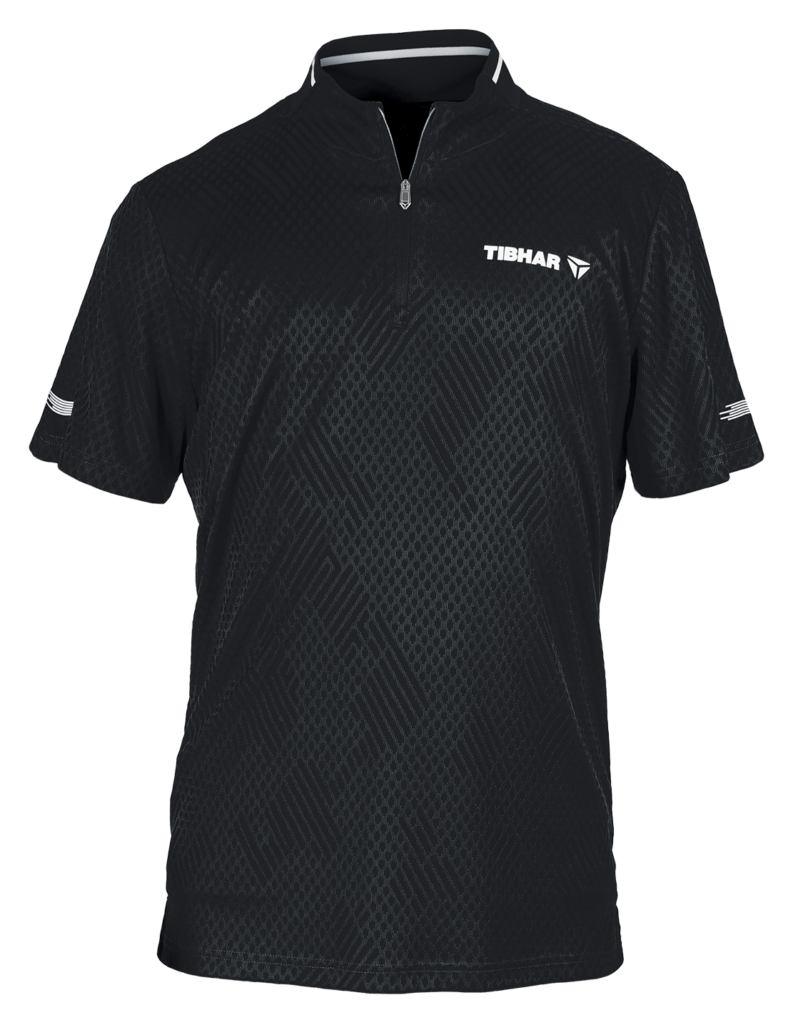 Tibhar Osmium Hemd in Schwarz – hochwertiges Tischtennis-Funktionshemd, Vorderansicht.