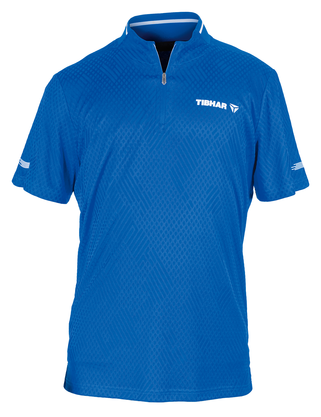 Tibhar Osmium Hemd in Blau – hochwertiges Tischtennis-Funktionshemd, Vorderansicht.
