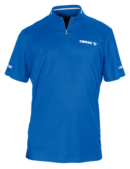 Tibhar Osmium Hemd in Blau – hochwertiges Tischtennis-Funktionshemd, Vorderansicht.