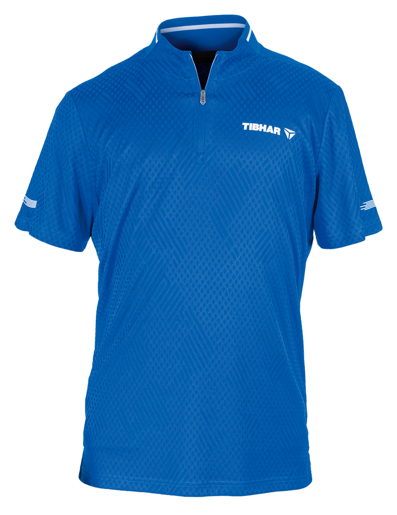 Tibhar Osmium Hemd in Blau – hochwertiges Tischtennis-Funktionshemd, Vorderansicht.