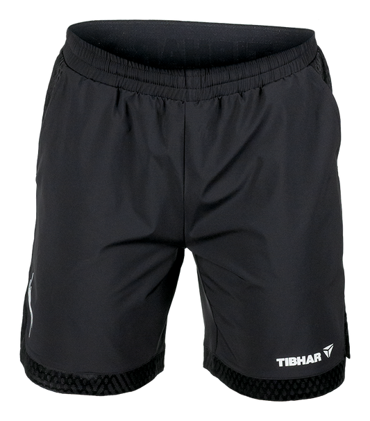 Tibhar Osmium Short in Schwarz – leichte Tischtennis-Shorts mit elastischem Bund.