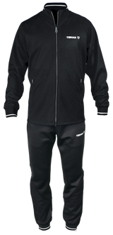 Tibhar Tracksuit Osmium in Schwarz – Set aus Jacke und Hose, Vorderansicht.