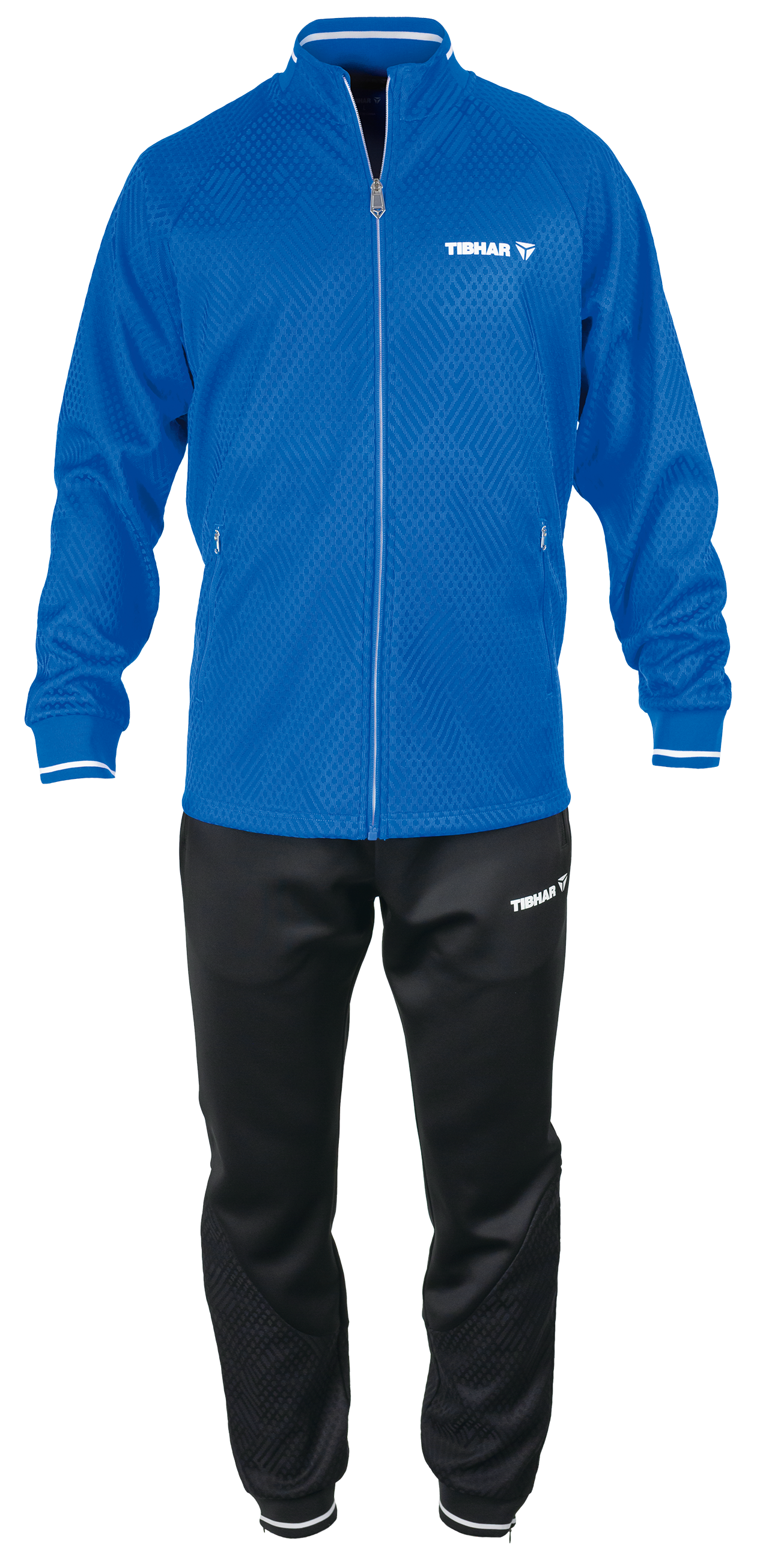 Tibhar Tracksuit Osmium in Blau – Set aus Jacke und Hose, Vorderansicht.