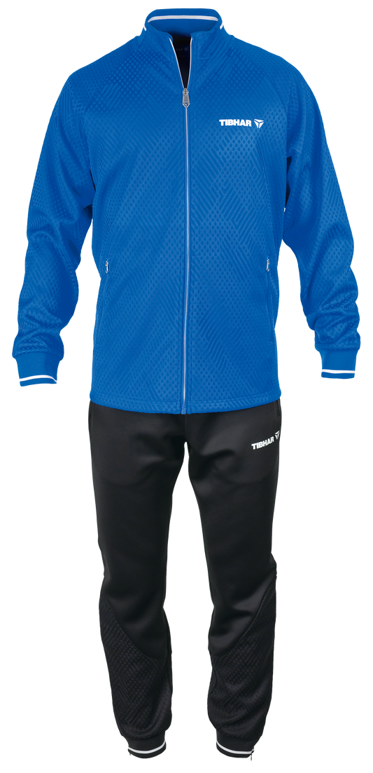 Tibhar Tracksuit Osmium in Blau – Set aus Jacke und Hose, Vorderansicht.