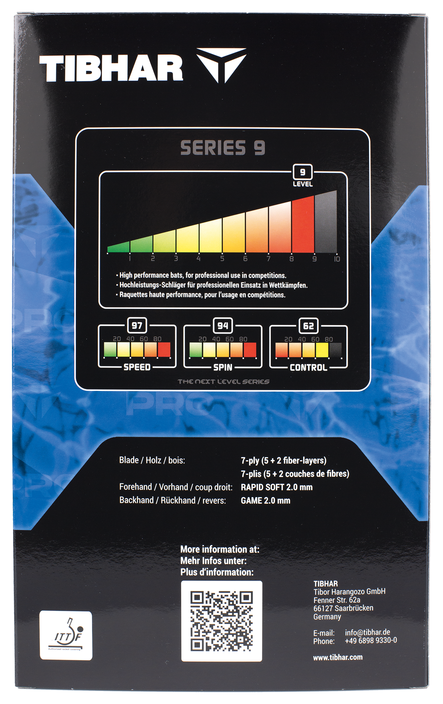 Tibhar Pro Blue Edition – Verpackung Rückseite.