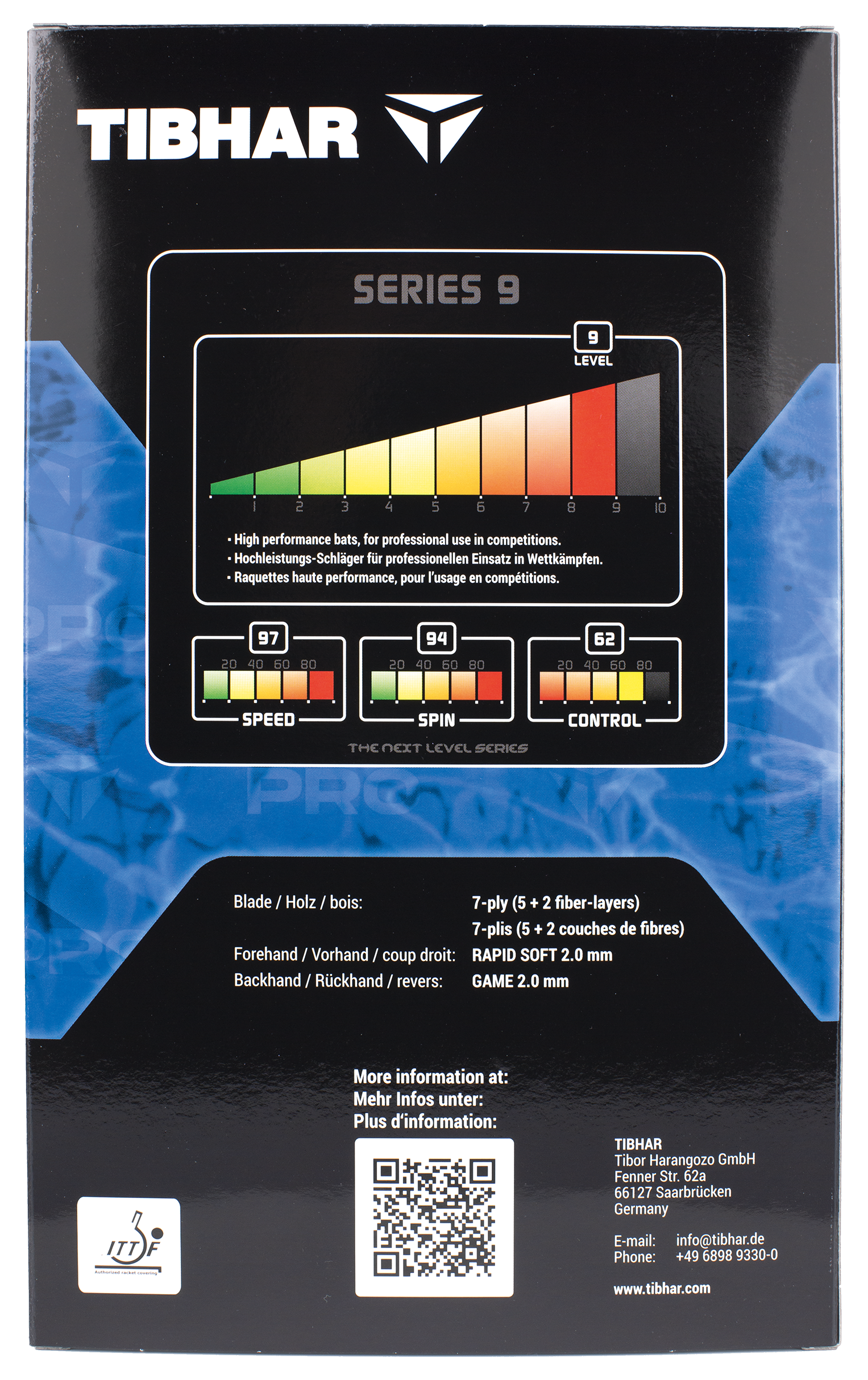 Tibhar Pro Blue Edition – Verpackung Rückseite.